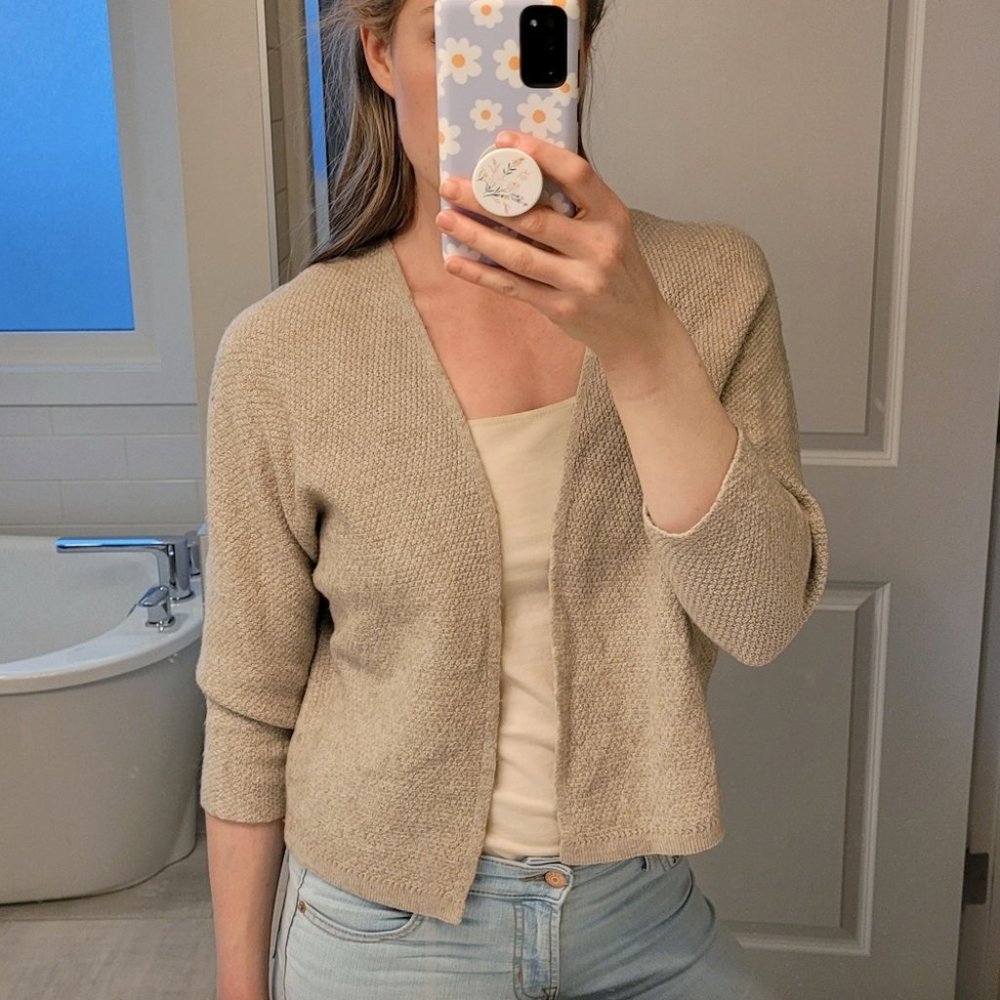 Brandy Melville cropped open cardigan beige small medium - Picture 1 of 14